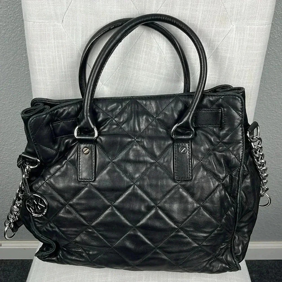Michael Kors Large Quilted Leather Hamilton Tote Bag Black w/ Matching Wallet - Picture 3 of 12